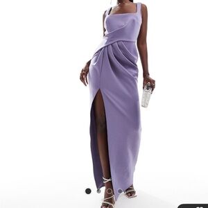 ASOS square neck maxi dress in dark lilac